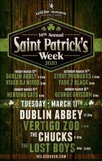 14th Annual Saint Patrick’s Week 2020 at the Wilde Rover Irish Pub